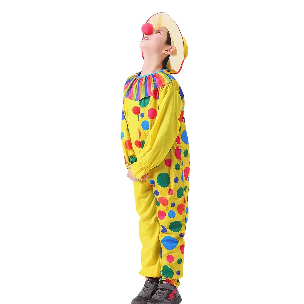Yellow Polka Dots Children Boy Girls Halloween Clown Costume Hat Cosplay Props Masquerade Fancy Dresses Up